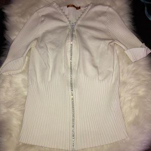 Belldini white zip up sweater size medium